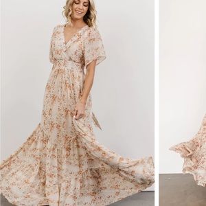 Baltic Born Katherine Maxi Dress Cream Rust Floral XL